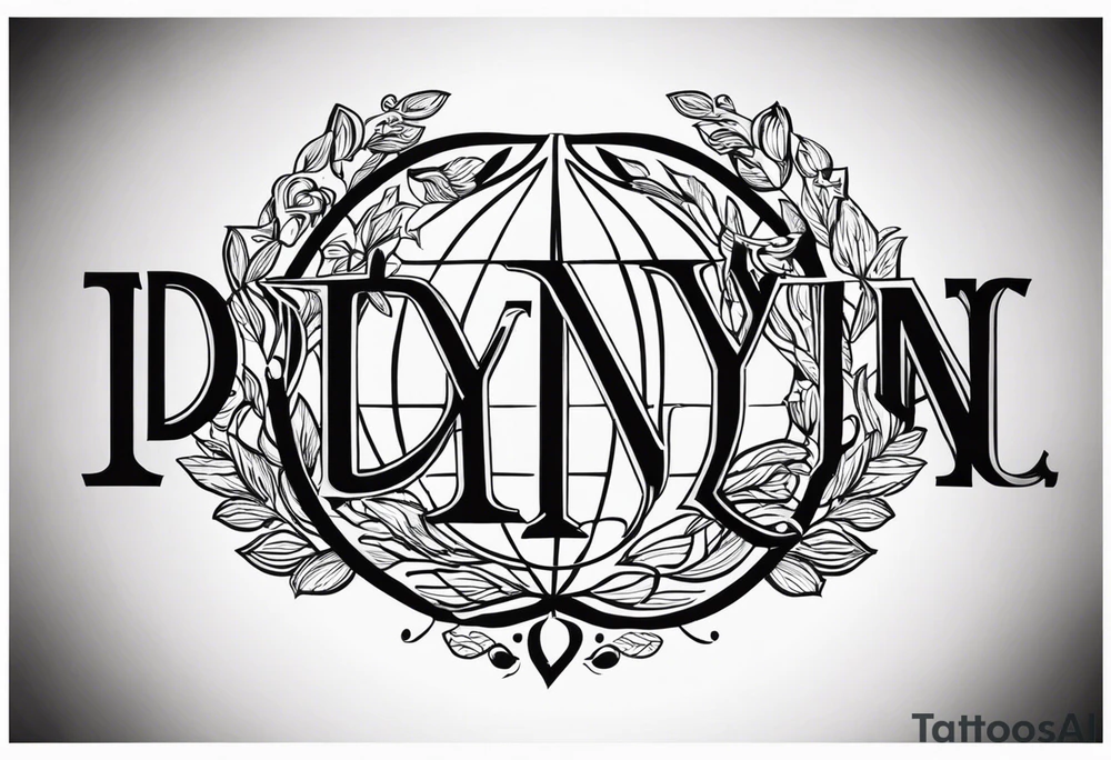 Un texto con estas letras "DYN" tattoo idea