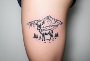 Polish mountain range called Tatry with deer with a lot of detail tattoo idea