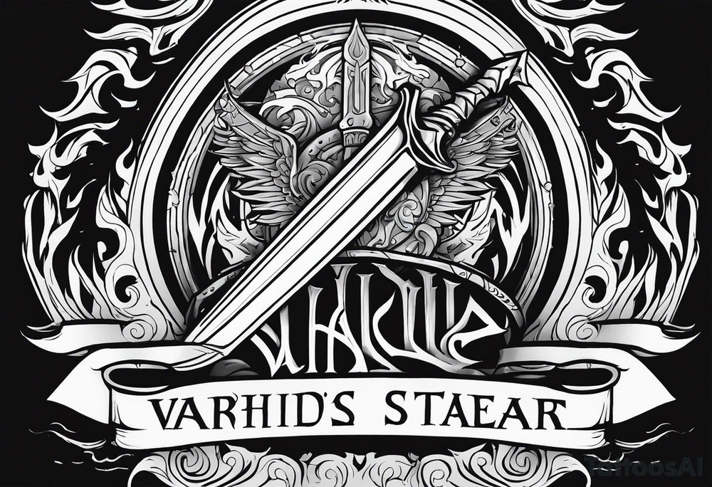 Valhalla sword shield flame
stairs tattoo idea