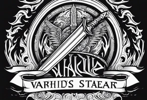 Valhalla sword shield flame
stairs tattoo idea