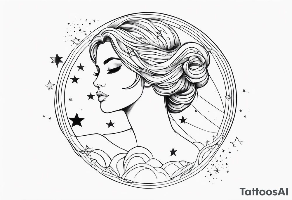 Feminine goddess of stars inspired upper sleeve tattoo tattoo idea