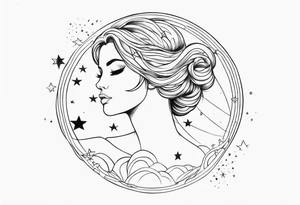 Feminine goddess of stars inspired upper sleeve tattoo tattoo idea
