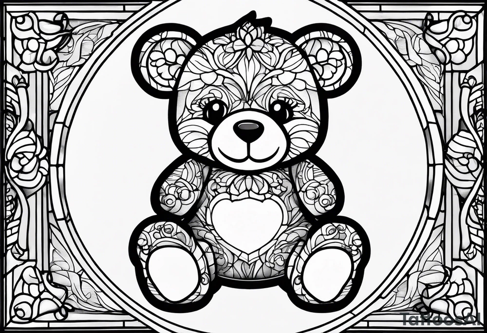 Teddy bear stain glass tattoo idea