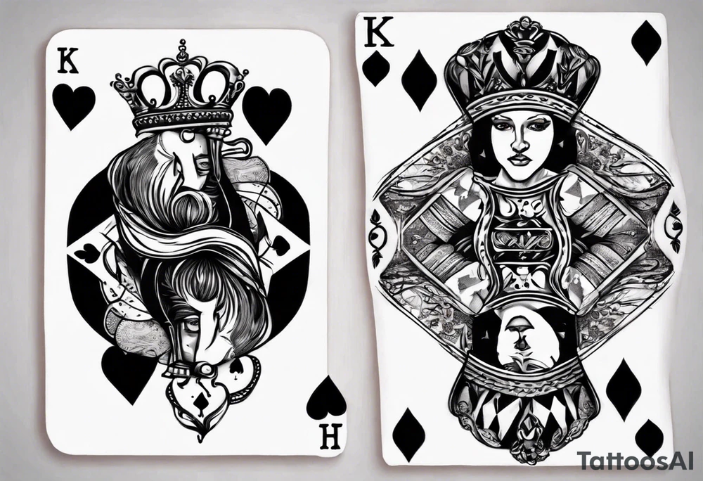 King of hearts with a queen around his arm. tattoo idea