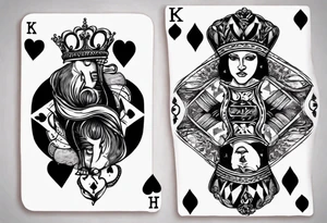 King of hearts with a queen around his arm. tattoo idea