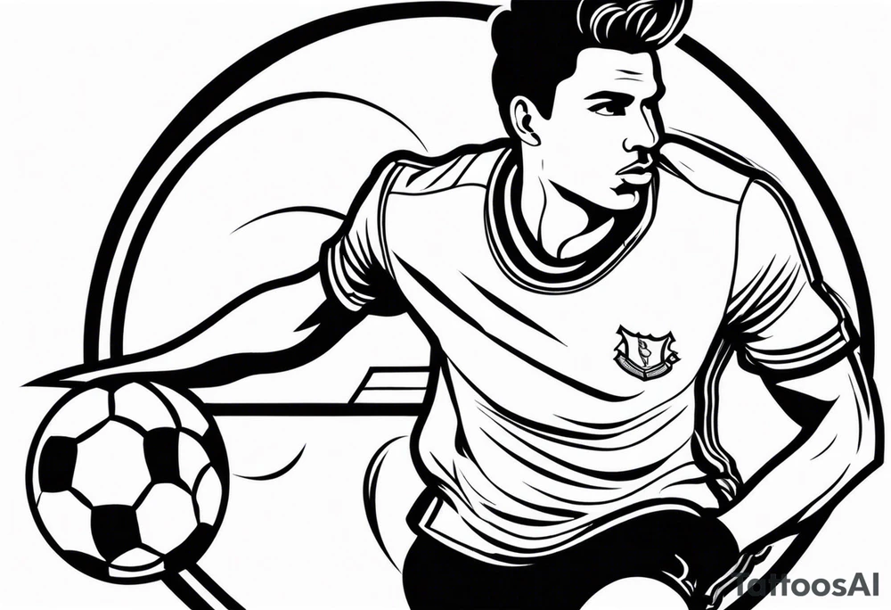old school tattoo, of a footballer tattoo idea
