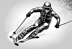 Skier in motion, fine line, more abstract tattoo idea