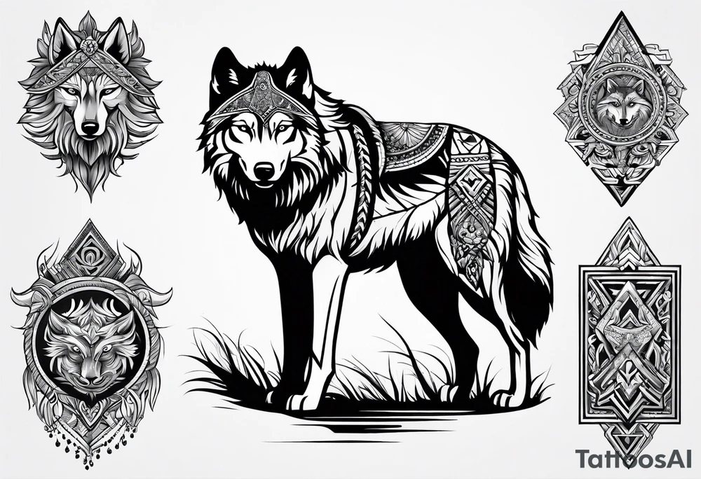 Slavic wolf tattoo idea