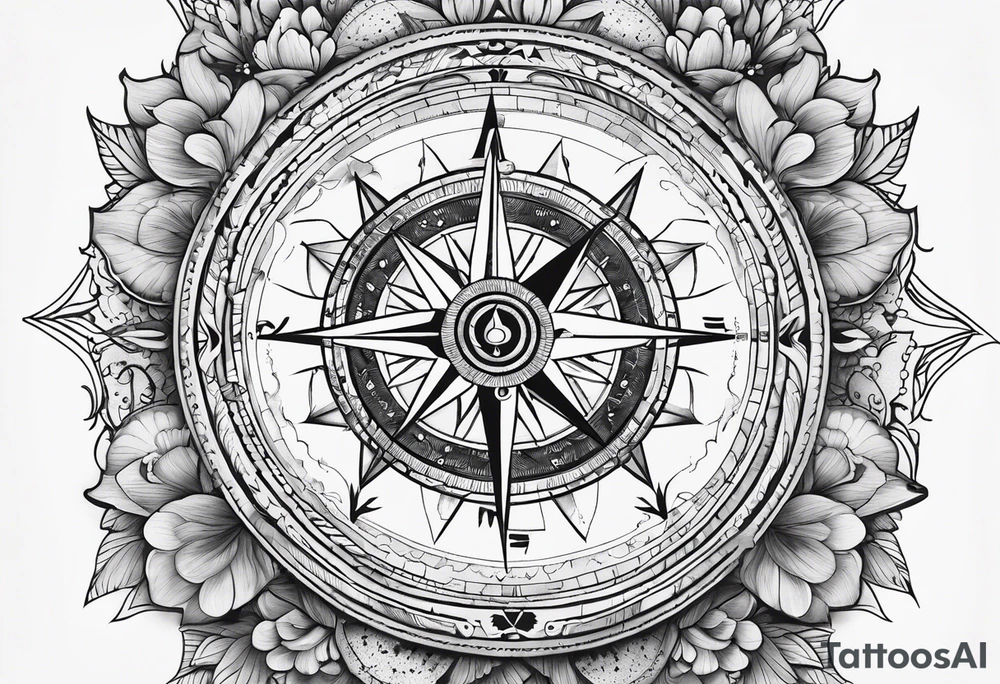 Compass , flower, sea tattoo idea