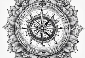 Compass , flower, sea tattoo idea