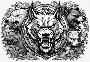 a super hero team which is combination of animals.
One is Badger/Wolverine One is Bull One is Wolf One is Axolotl One is Canary One is Lizard One is Cat tattoo idea