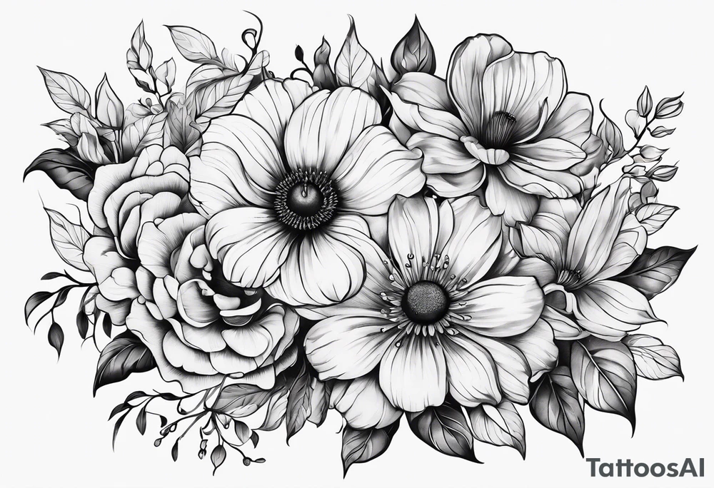 Black flowers tattoo idea
