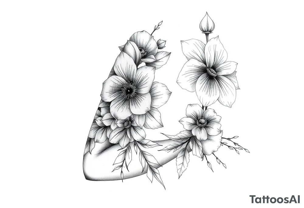 Flowers contrasting tough and feminine tattoo idea