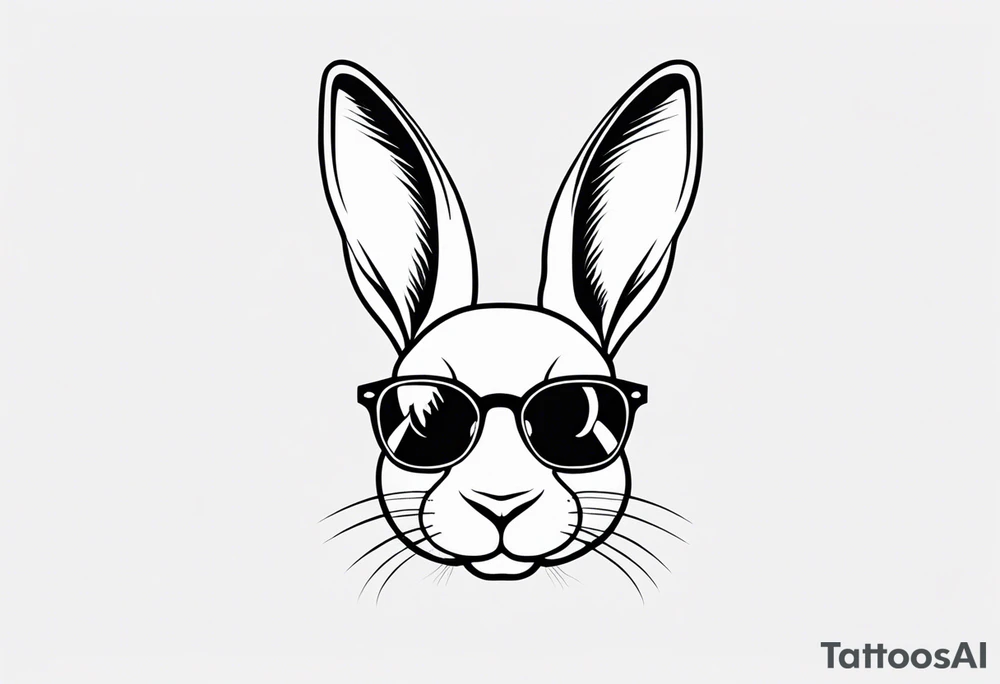 cute rabbit with glasses on tattoo idea