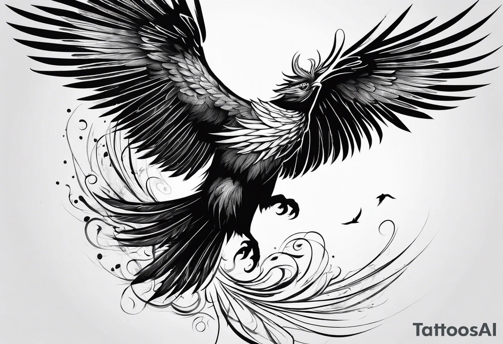 Phoenix bird flying and fading
, tattoo idea