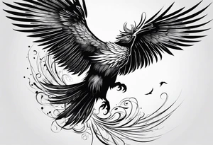 Phoenix bird flying and fading
, tattoo idea