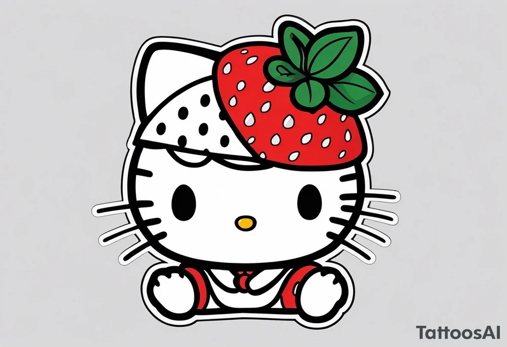hello kitty dressed as a strawberry tattoo idea