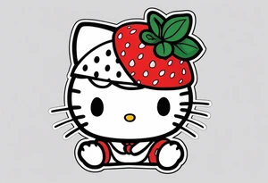 hello kitty dressed as a strawberry tattoo idea