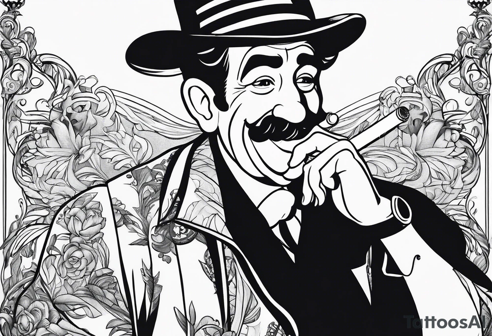 Walt Disney smoking cigarette tattoo idea