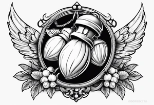 Acorn with angel wings tattoo idea