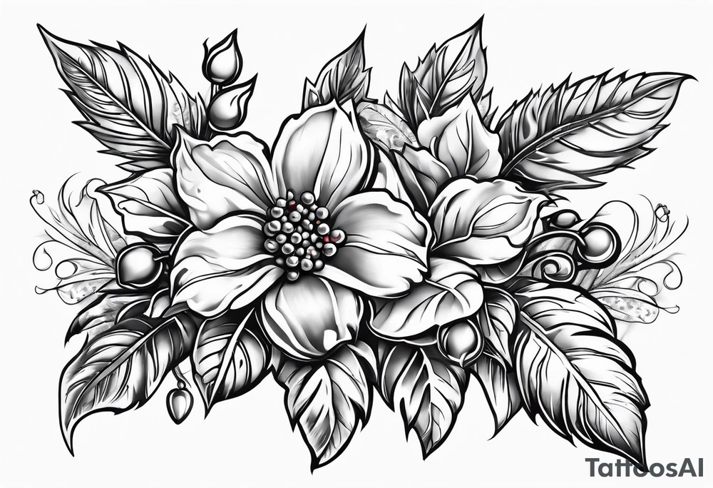 Holly berry birt flower tattoo idea