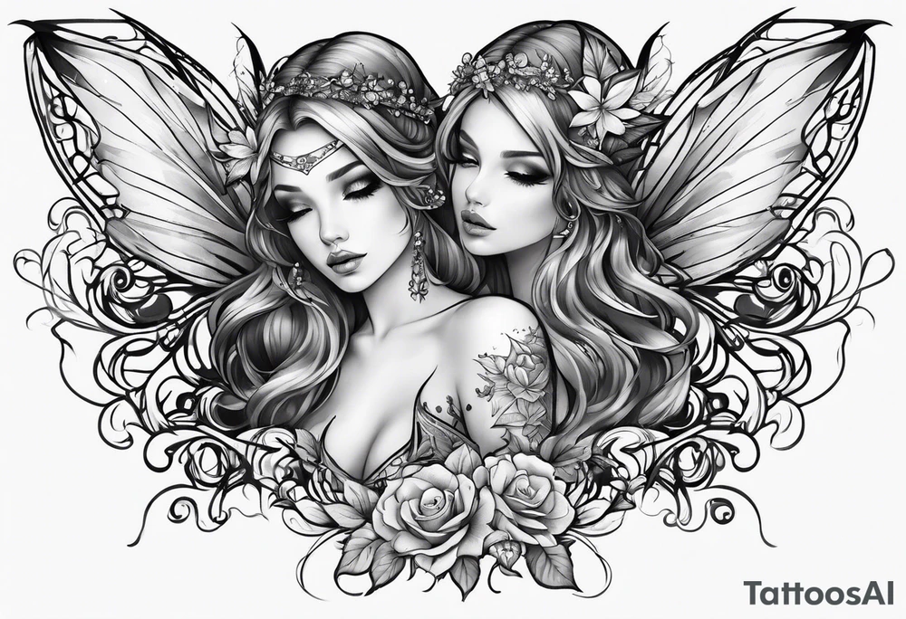 Full body small fairy tattoo idea
