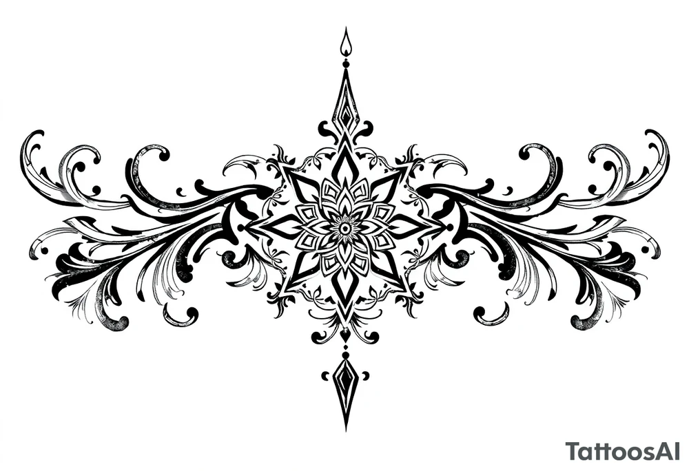 mytical shaman and mytolog style ornametn with ancient rhyme tattoo idea