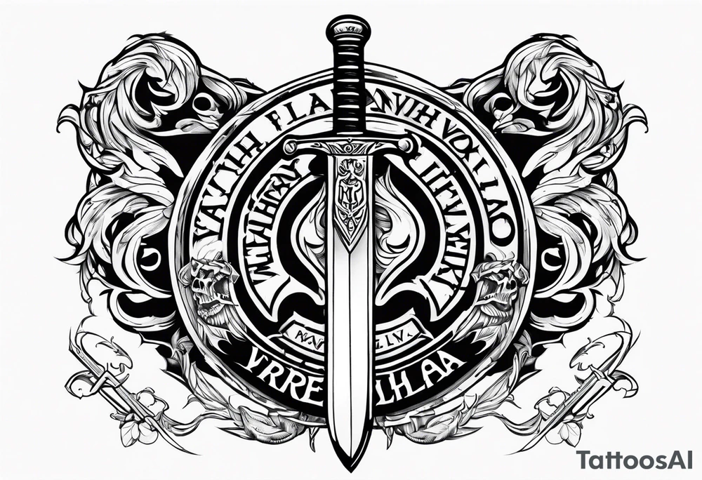 Valhalla fire sword chains mom tattoo idea