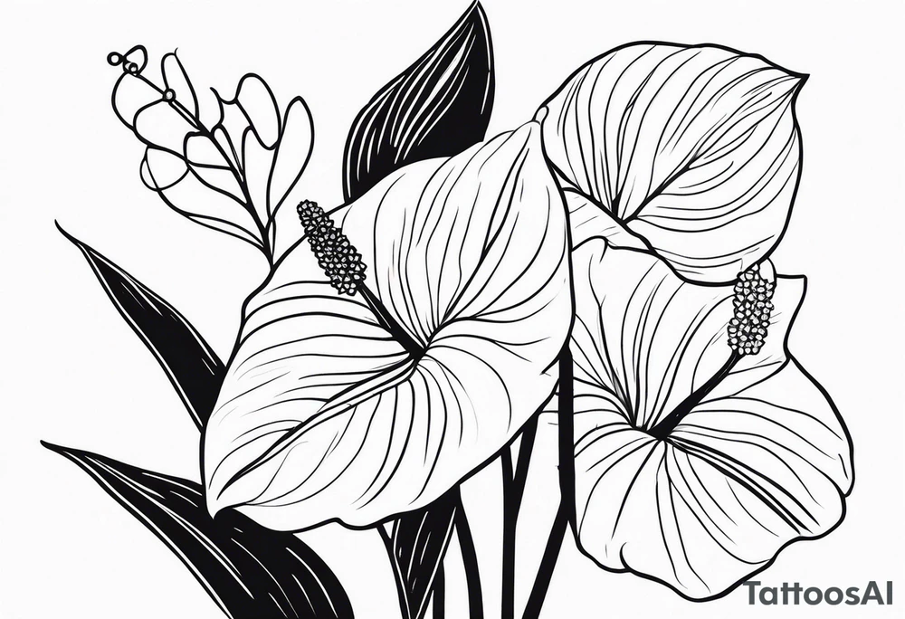 Bouquet d’oeillets et d’anthurium tattoo idea