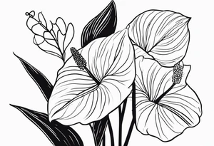 Bouquet d’oeillets et d’anthurium tattoo idea