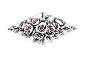 Small Roses fully filling up the inside of an lateral elongated diamond shape tattoo idea