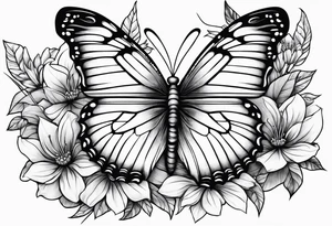 Butterfly with strand of flowers tattoo idea