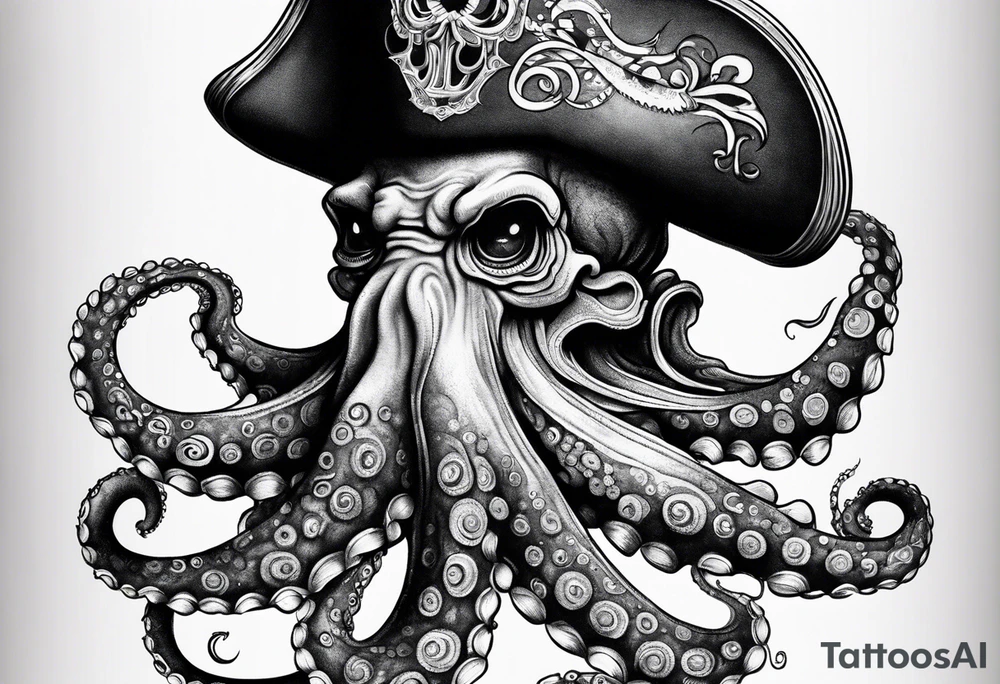 octopus wearing a pirate hat tattoo idea