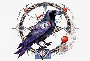 a raven wearing an amulet around it's neck tattoo idea