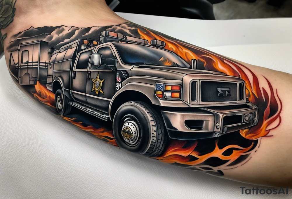 A forearm tattoo that represents the U.S. Army, the fire department, and a paramedic tattoo idea