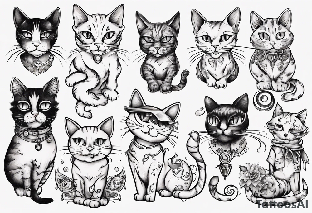 funny cat tattoo idea