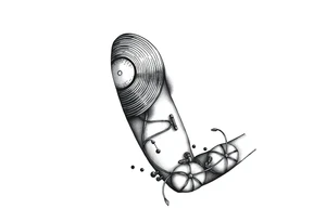 vinyl record and disco ball tattoo idea
