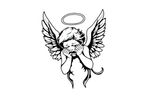 odd crying angel tattoo idea