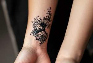 A bold black wave crest curls across the forearm, symbolizing strength and flow. tattoo idea