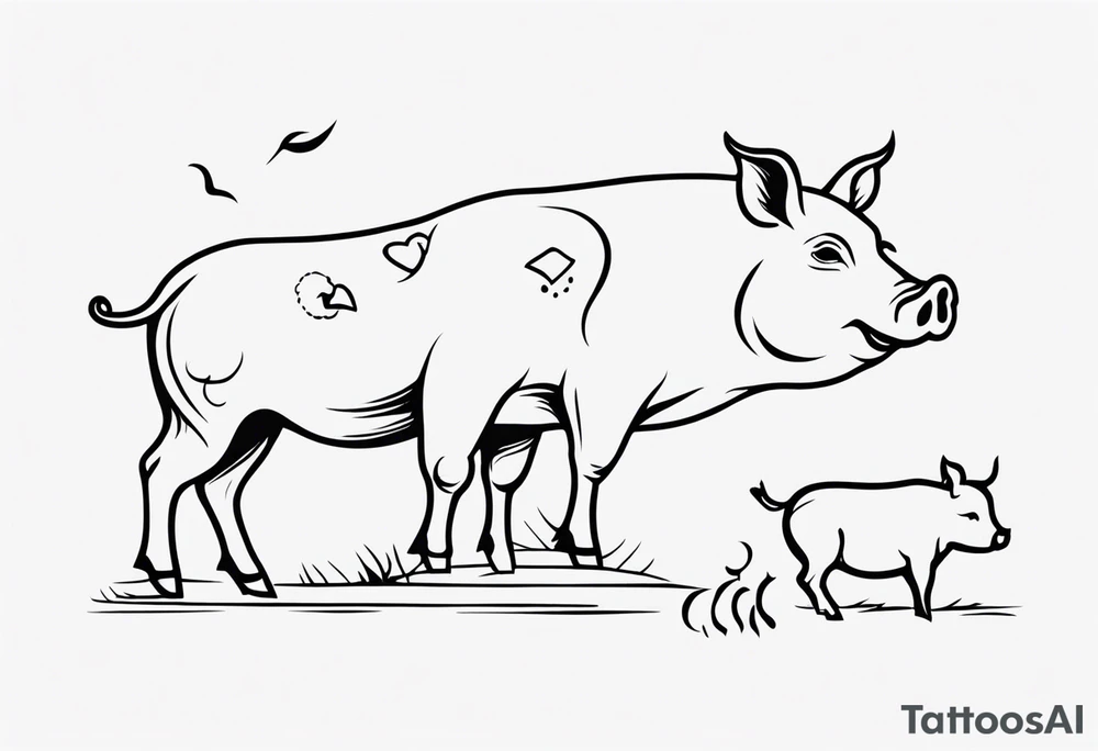 pig, cow, chicken and human footprints tattoo idea