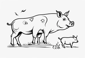 pig, cow, chicken and human footprints tattoo idea