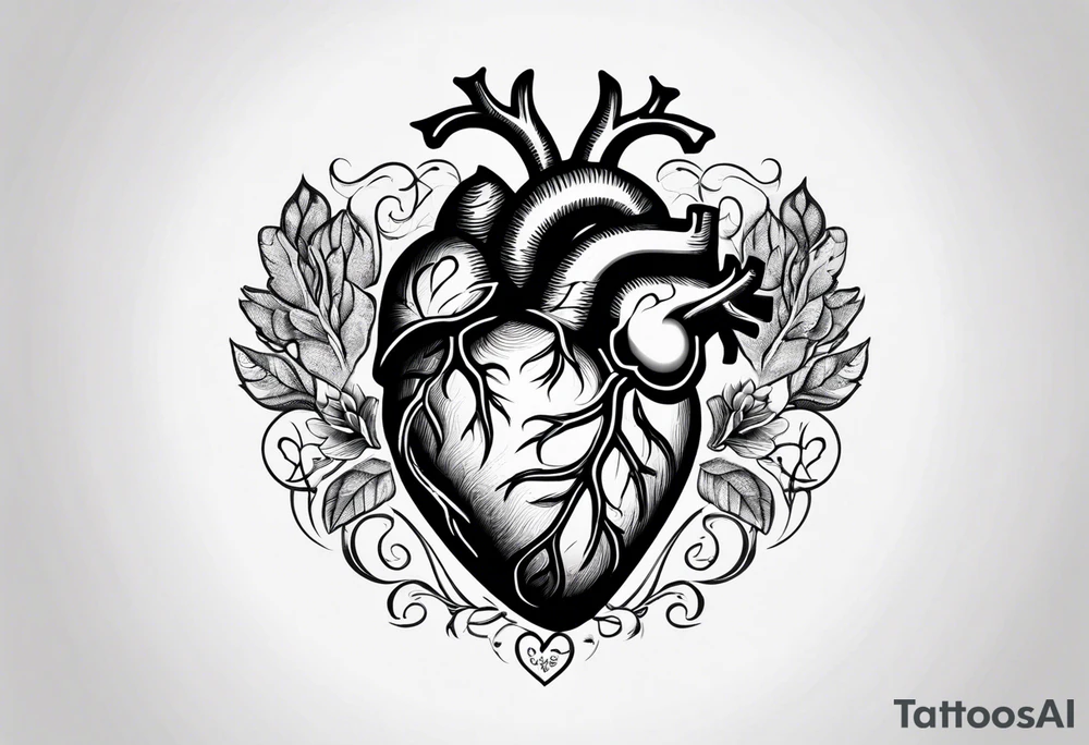 anatomical heart tattoo idea