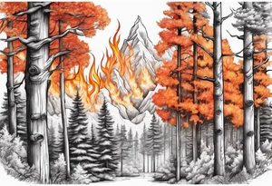 Forest in fire tattoo idea