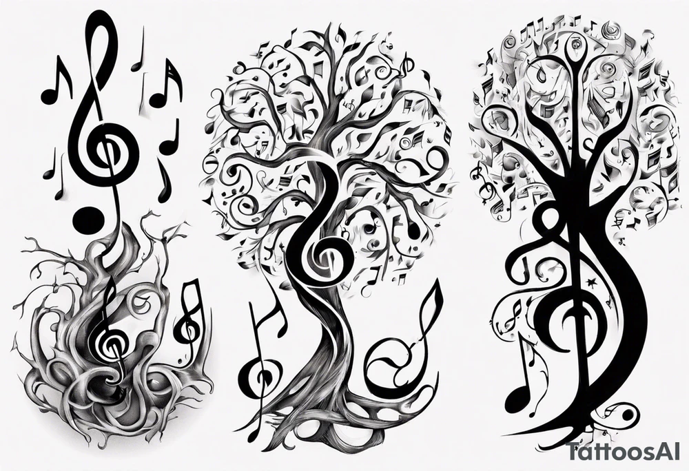 music speaker note tree stave notes tattoo idea