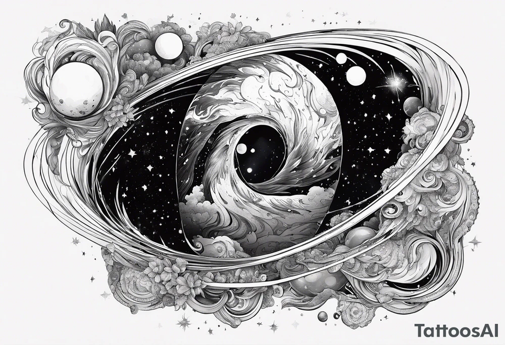 Galaxy going into black hole tattoo idea