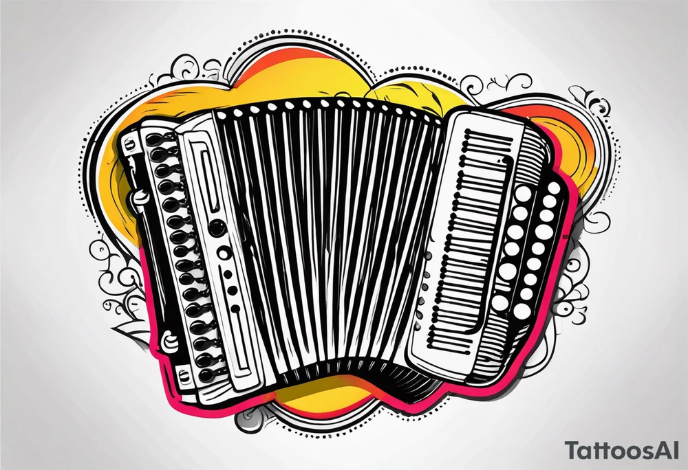 Accordion on a burn paper tattoo idea