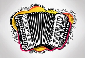 Accordion on a burn paper tattoo idea