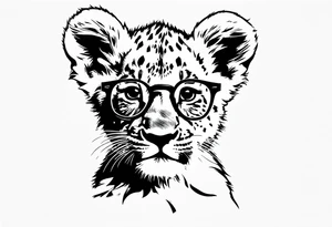 Lion cub wearing John Lennons glasses tattoo idea