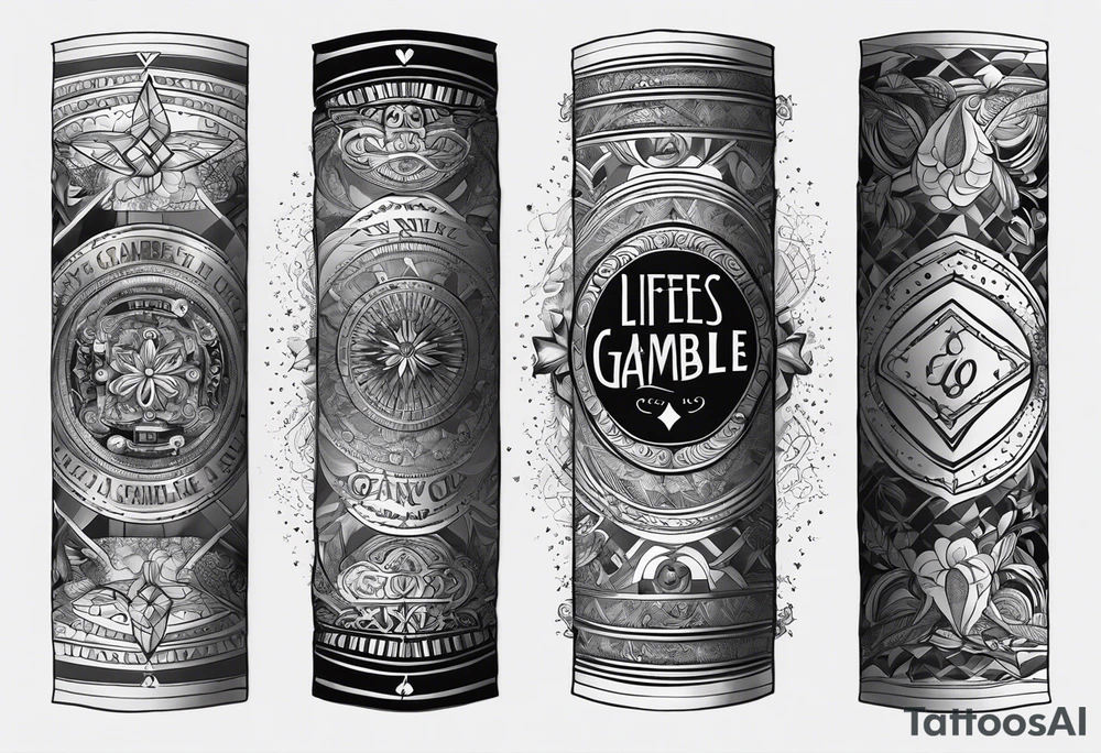 “Lifes is a gamble” Quote arm sleeve tattoo idea