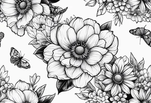 Spring flowers, surrounded by faded honeycomb, 
Simple tattoo idea